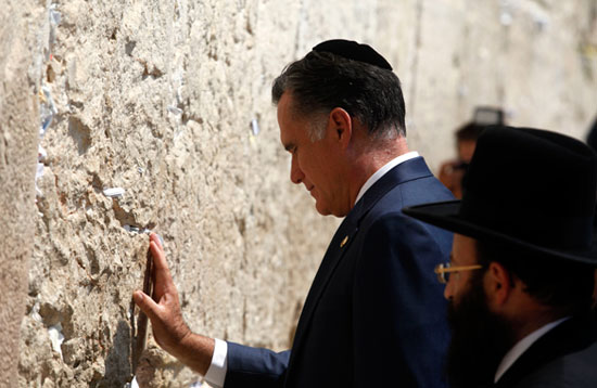 Mitt Romney visits the Western Wall on July 29, 2012 in Jerusalem's old city, Israel.