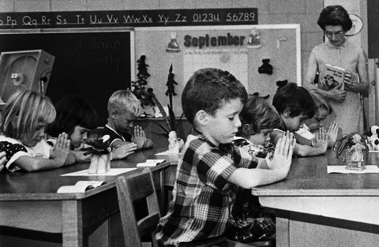 A 1966 photo of first graders praying in a South Carolina public school