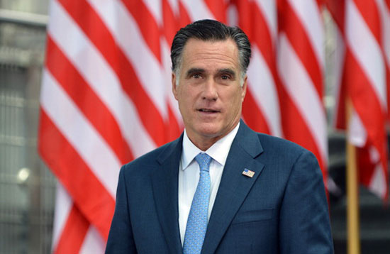 Mitt Romney delivers a speech in a library of Warsaw's university on July 31, 2012.